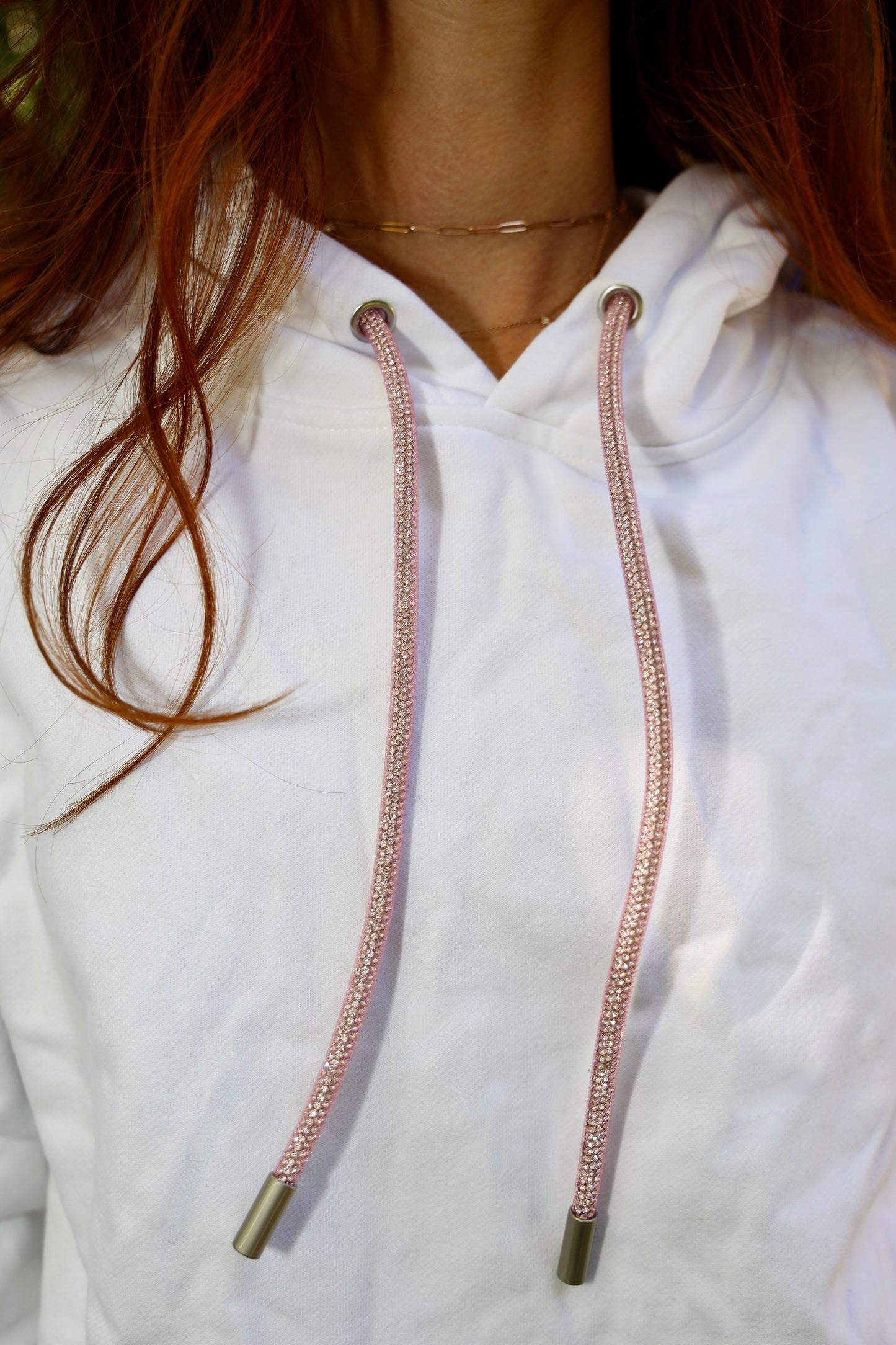Diamonds & Rosé Hoodie with Crystal Drawstrings