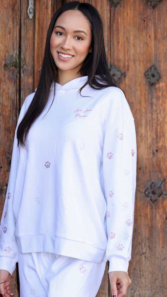 Vanderpump Dog Paws Crystal Hoodie (WHITE)