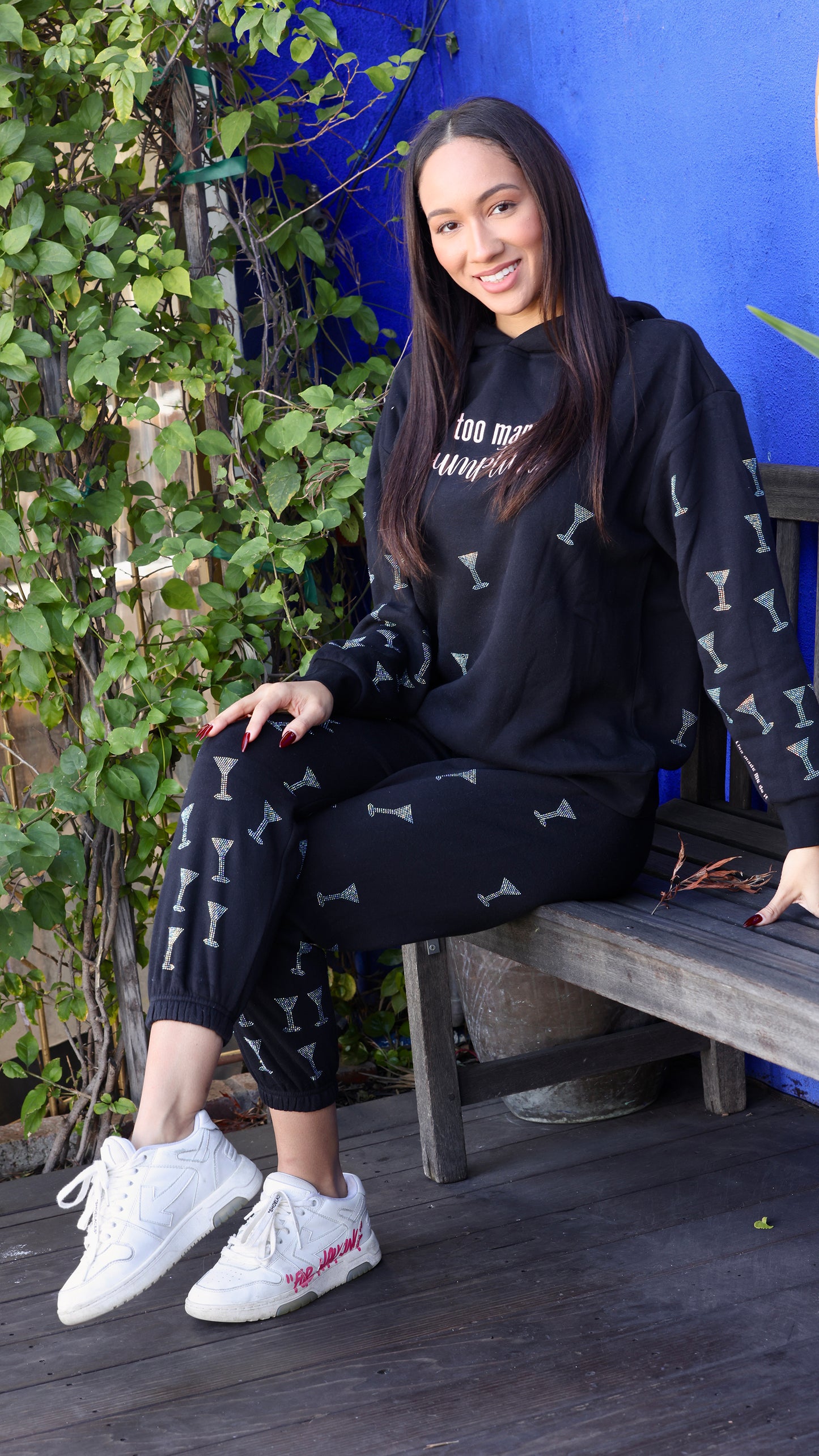 "Too Many Pumptinis" Crystal Martini Sweatpants