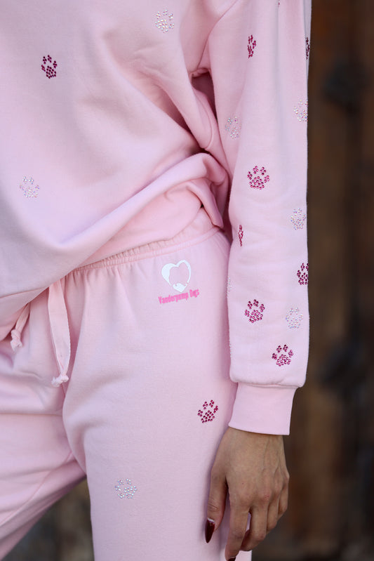 Vanderpump Dog Paws Crystal Sweatpants (PINK)