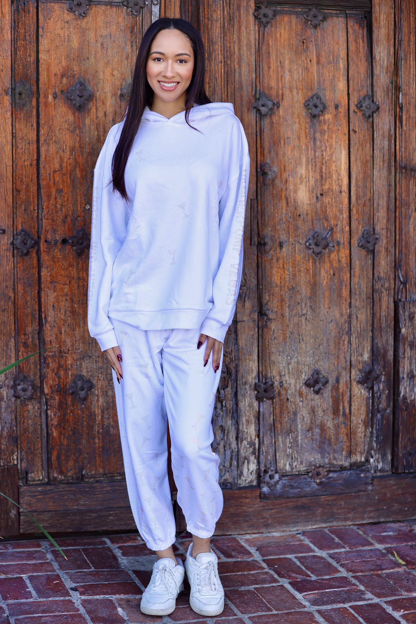 "I Got Pumped in Vegas" White Crystal Martini Hoodie