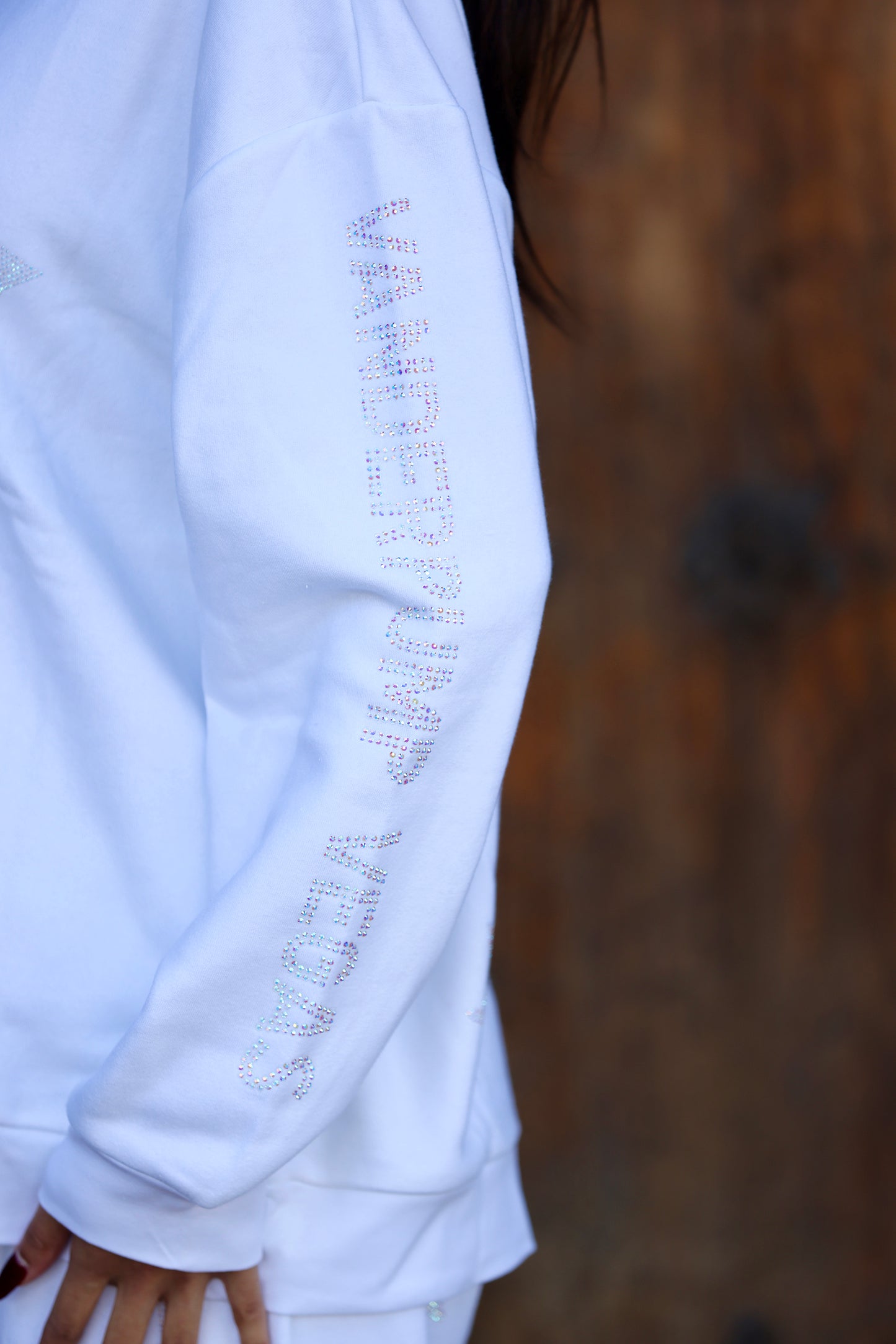 "I Got Pumped in Vegas" White Crystal Martini Hoodie