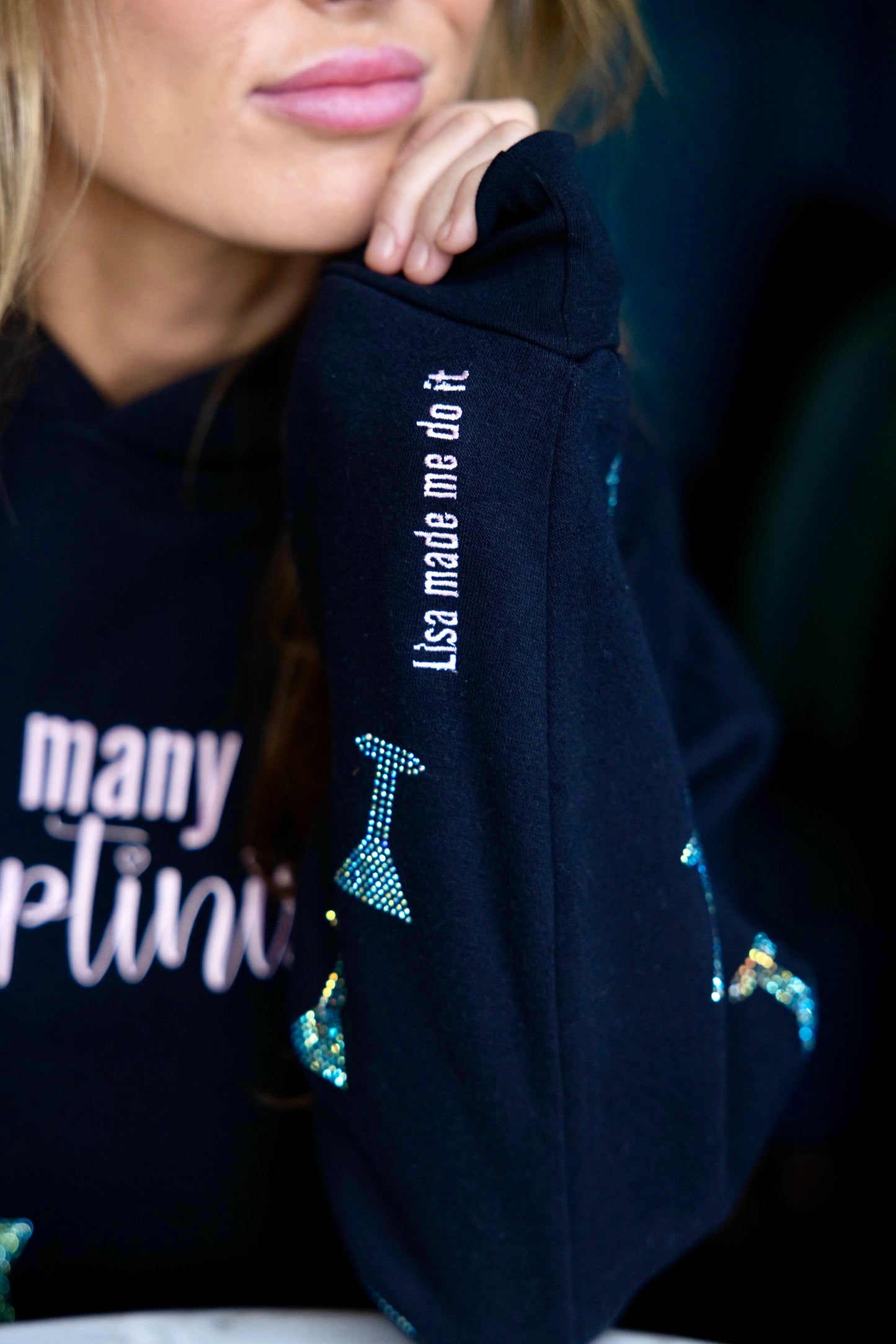 "Too Many Pumptinis" Crystal Martini Hoodie