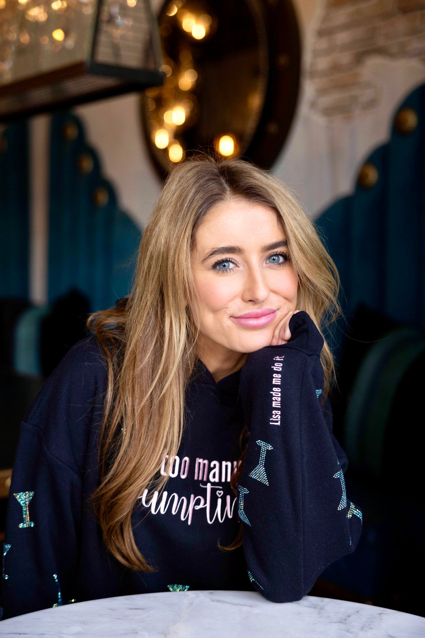 "Too Many Pumptinis" Crystal Martini Hoodie