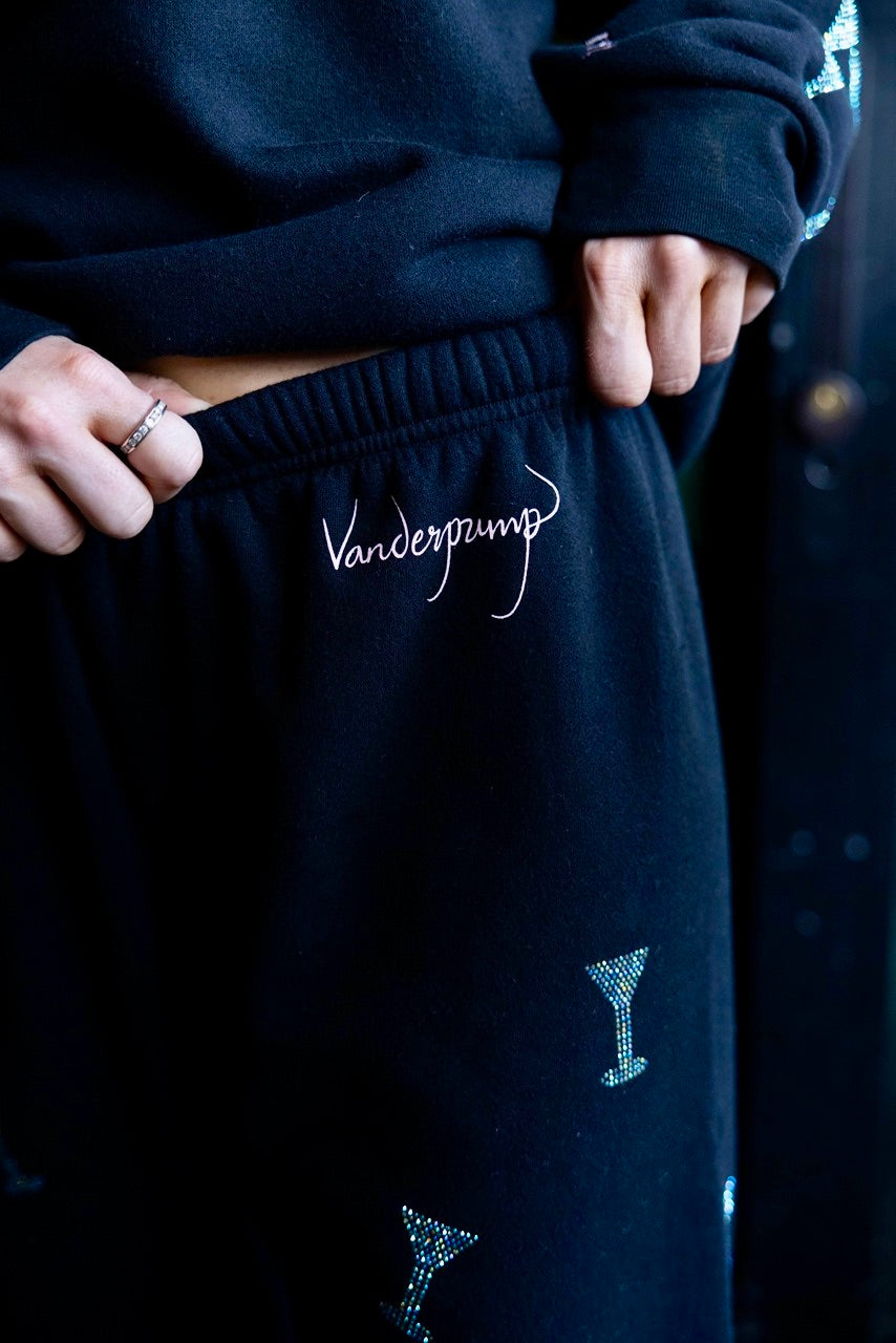 "Too Many Pumptinis" Crystal Martini Sweatpants