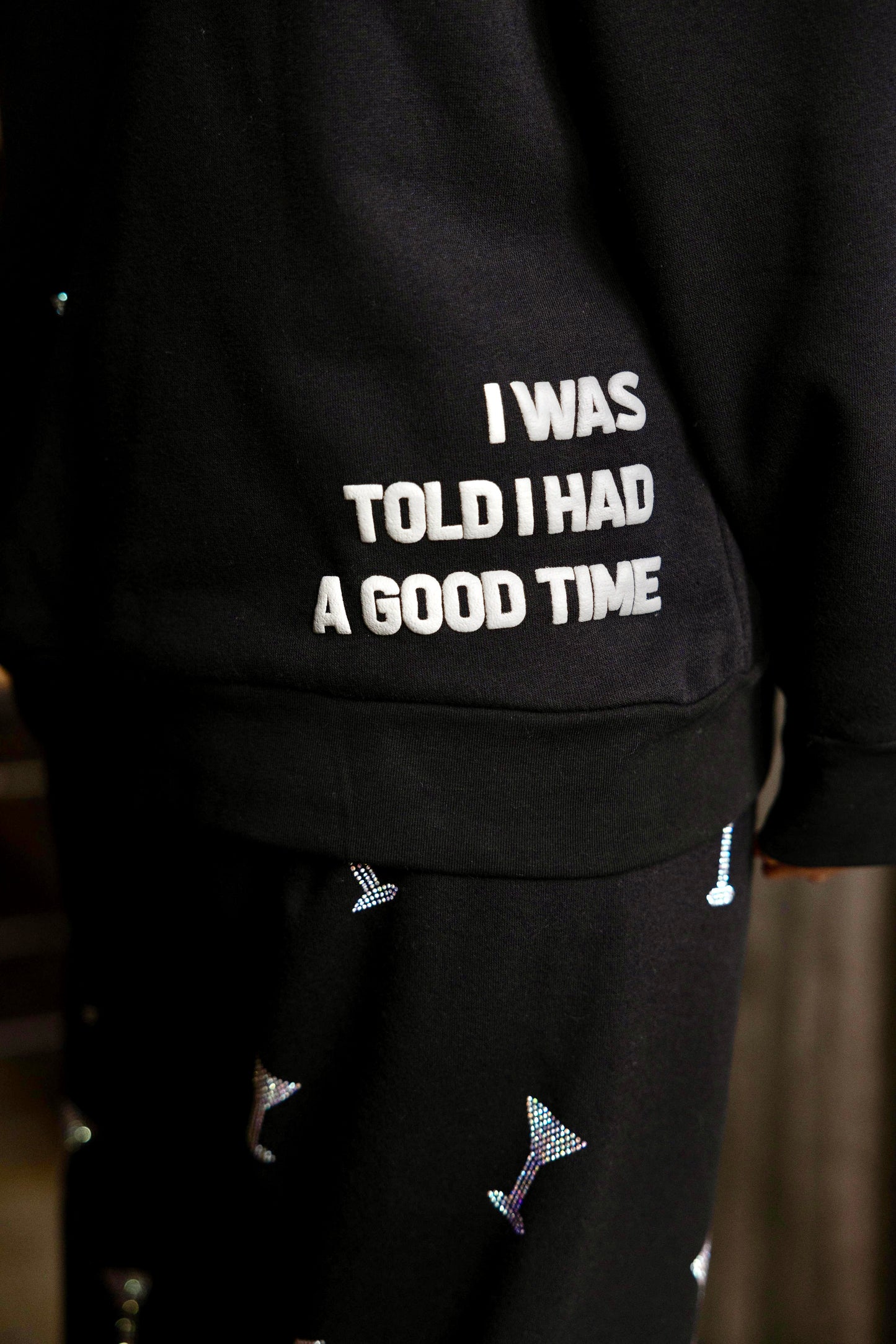 "Vanderpump Vegas" BLACK Crystal Martini Hoodie