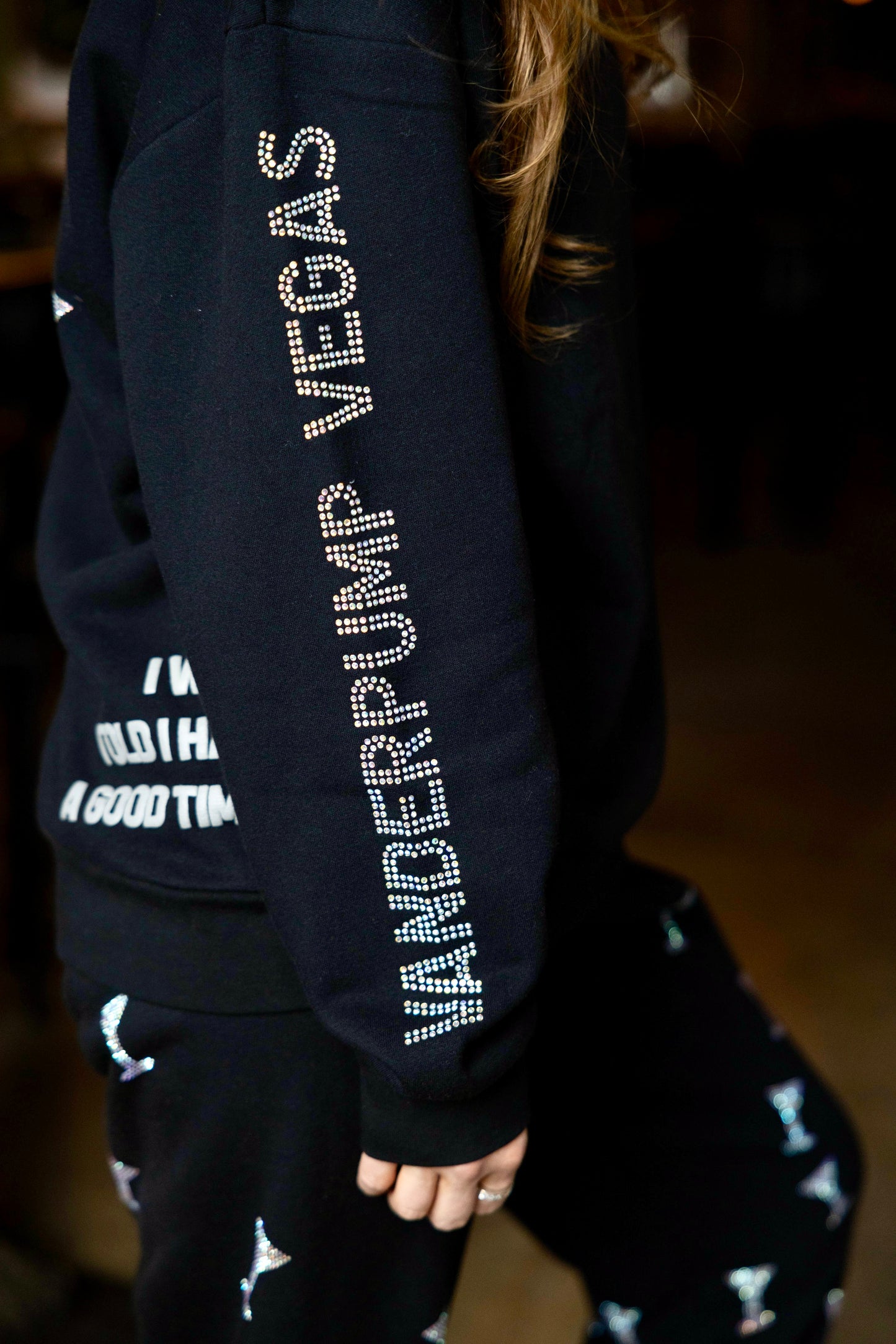 "Vanderpump Vegas" BLACK Crystal Martini Hoodie