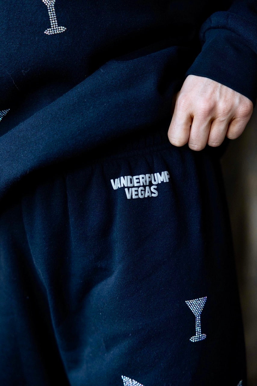 "Vanderpump Vegas" BLACK Crystal Martini Sweatpants