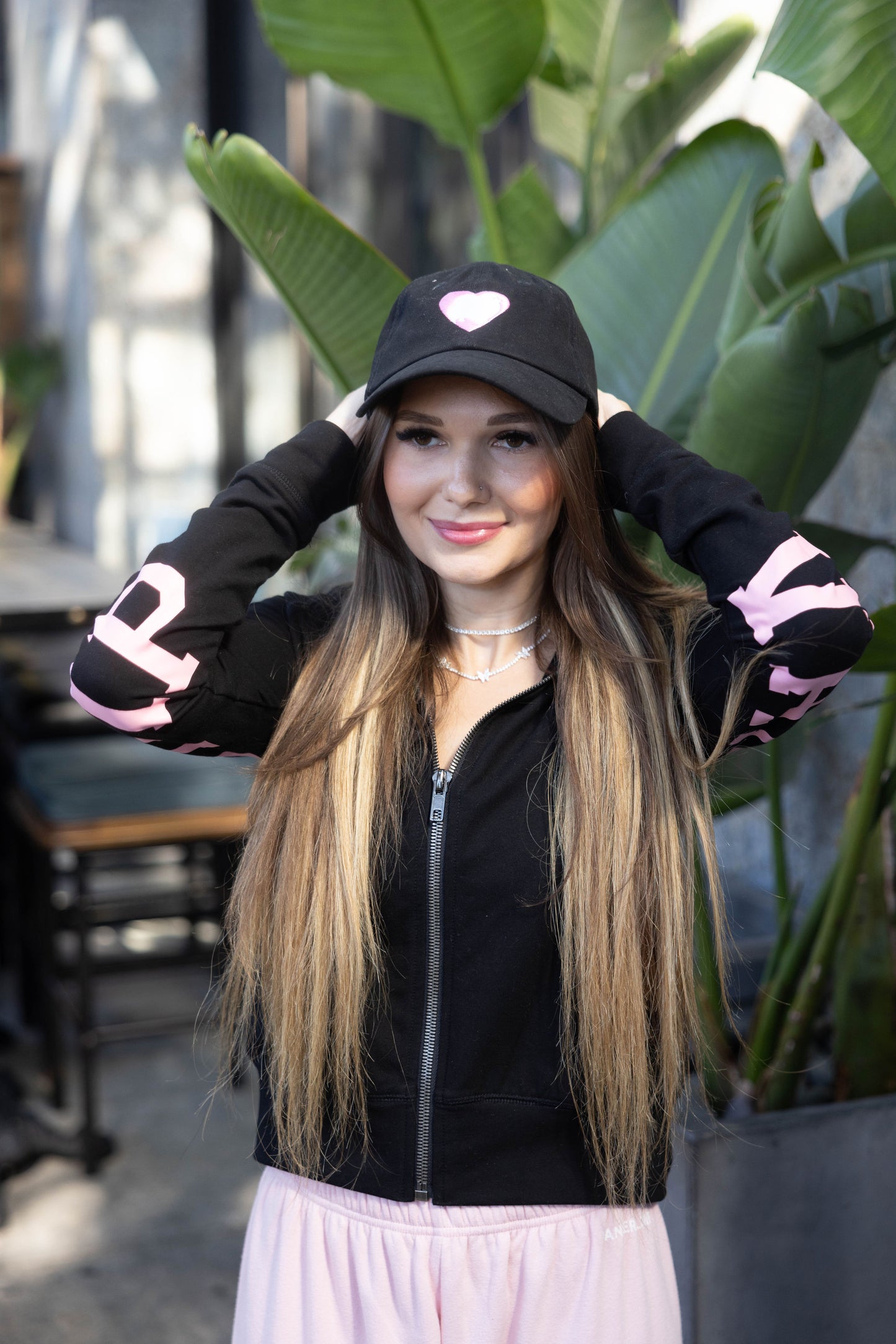 Vanderpump Chunky Zip–Up Hoodie with Crystal Drawstrings