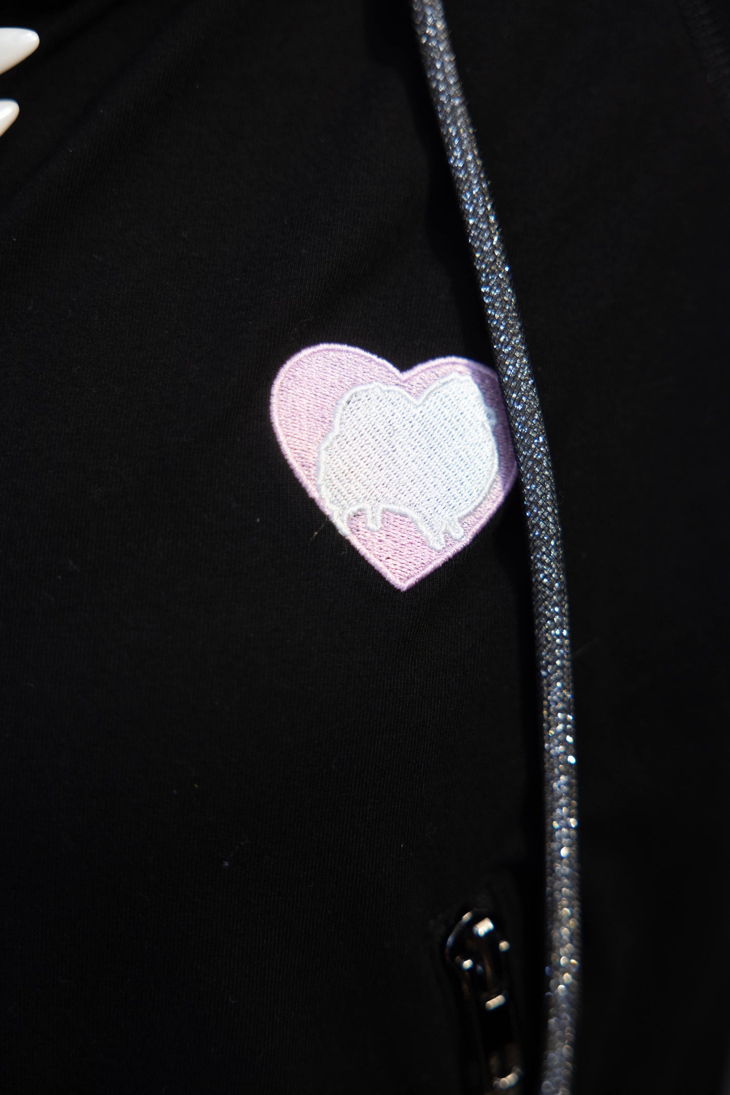 Vanderpump Chunky Zip–Up Hoodie with Crystal Drawstrings