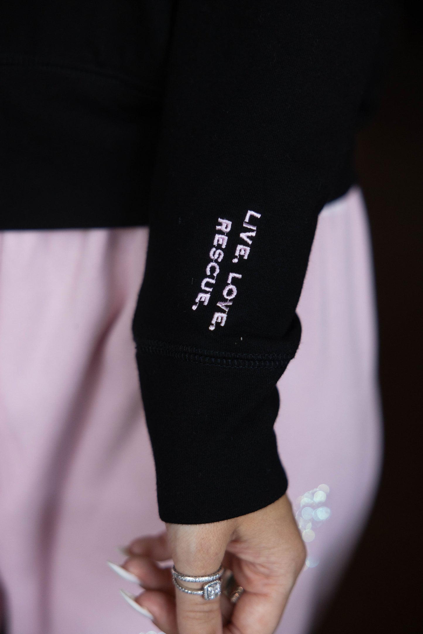 Vanderpump Chunky Zip–Up Hoodie with Crystal Drawstrings