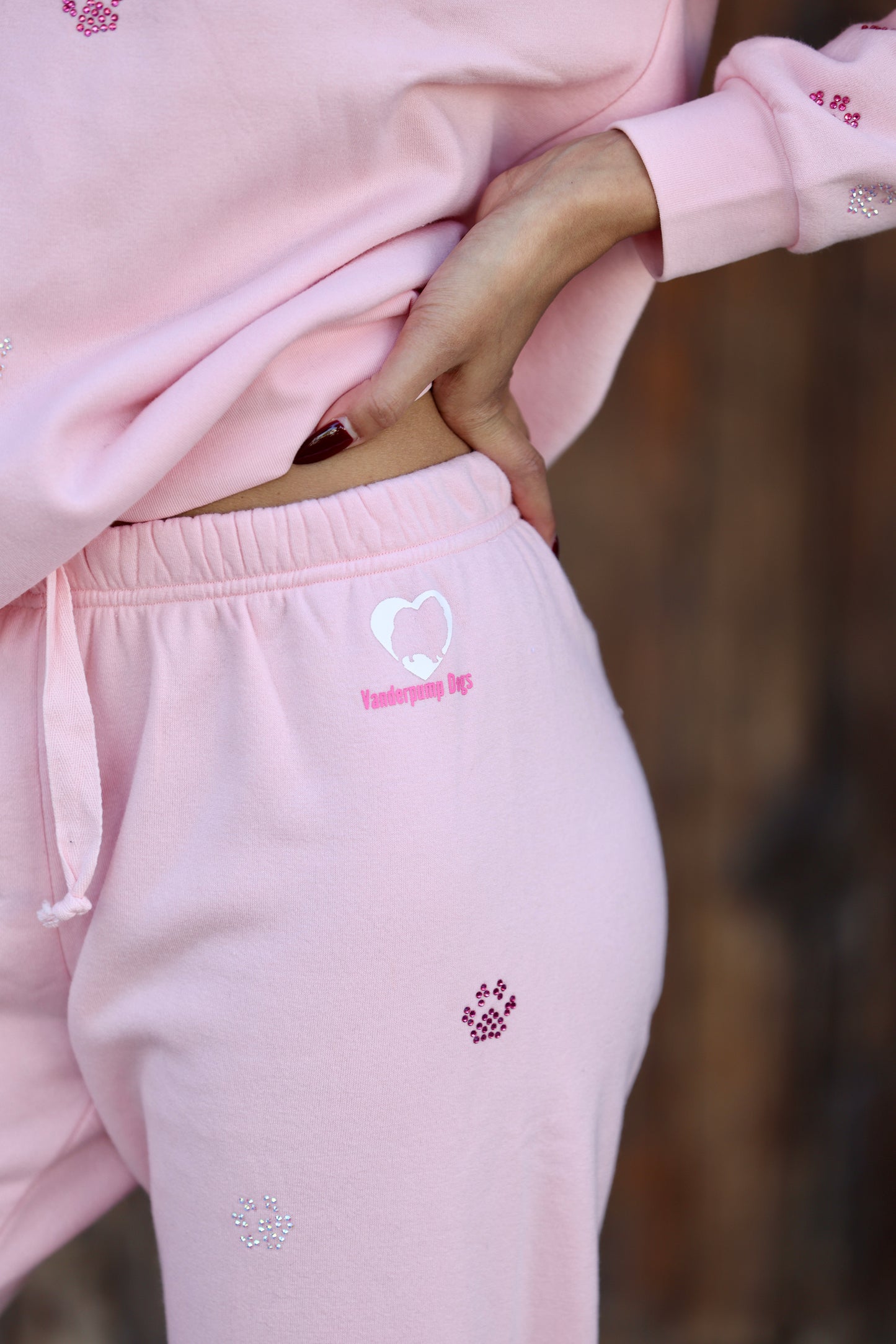 Vanderpump Dog Paws Crystal Sweatpants (PINK)